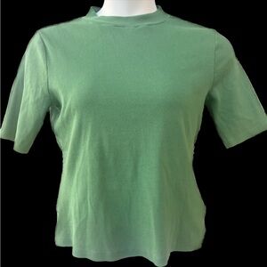 Maeve Green Short Sleeved Ribbed Mock Neck T-shirt size Large